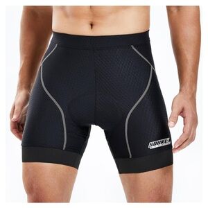 Souke Sports Men's Padded Bicycle Shorts, Size M, Black with Grey